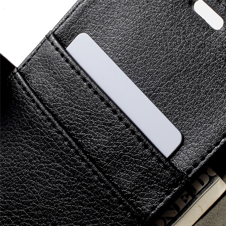 Lychee Skin Leather Wallet Case for Meizu m5 - Black-6