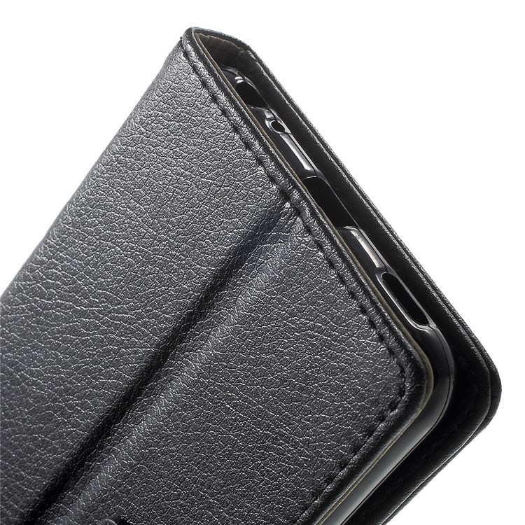 Lychee Skin Leather Wallet Case for Meizu m5 - Black-9