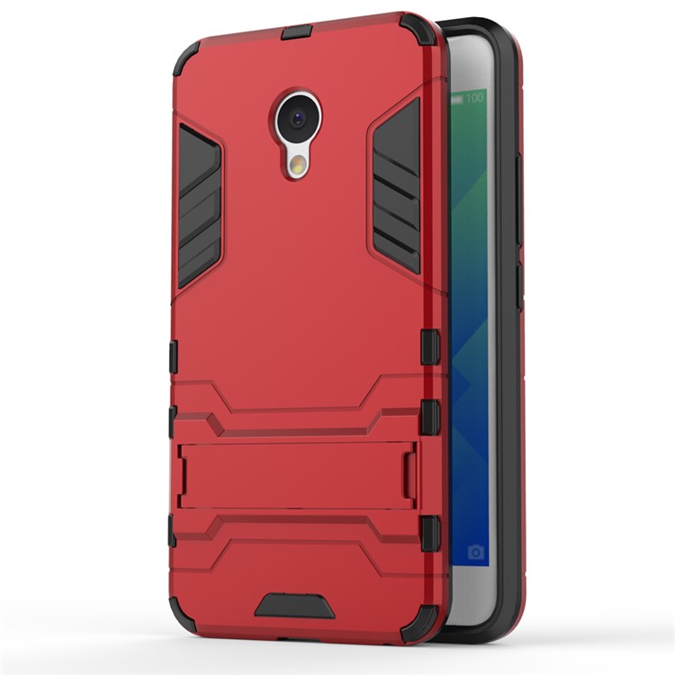 Solid PC + TPU Combo Kickstand Case for Meizu M5 - Red-2