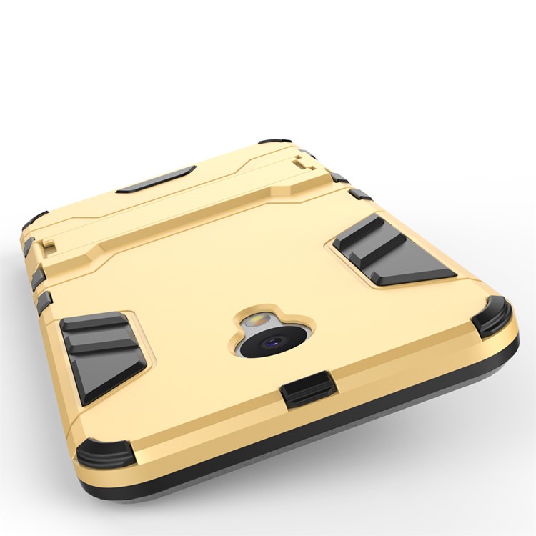 Solid PC + TPU Combo Kickstand Back Cover for Meizu M5 - Gold-10