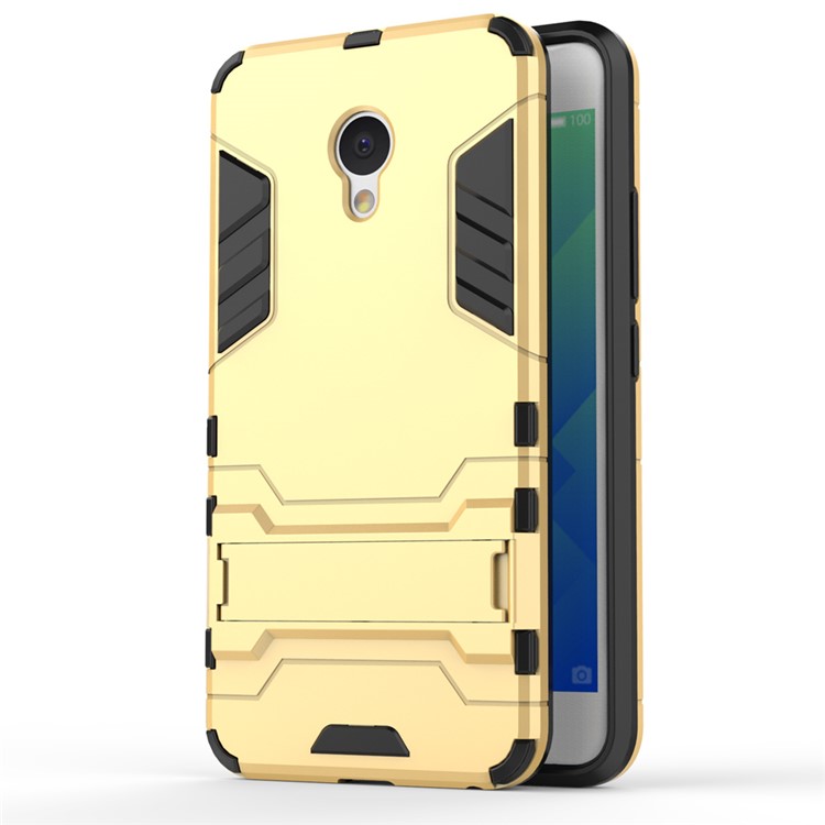 Solid PC + TPU Combo Kickstand Back Cover for Meizu M5 - Gold-2
