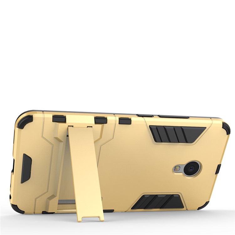 Solid PC + TPU Combo Kickstand Back Cover for Meizu M5 - Gold-3