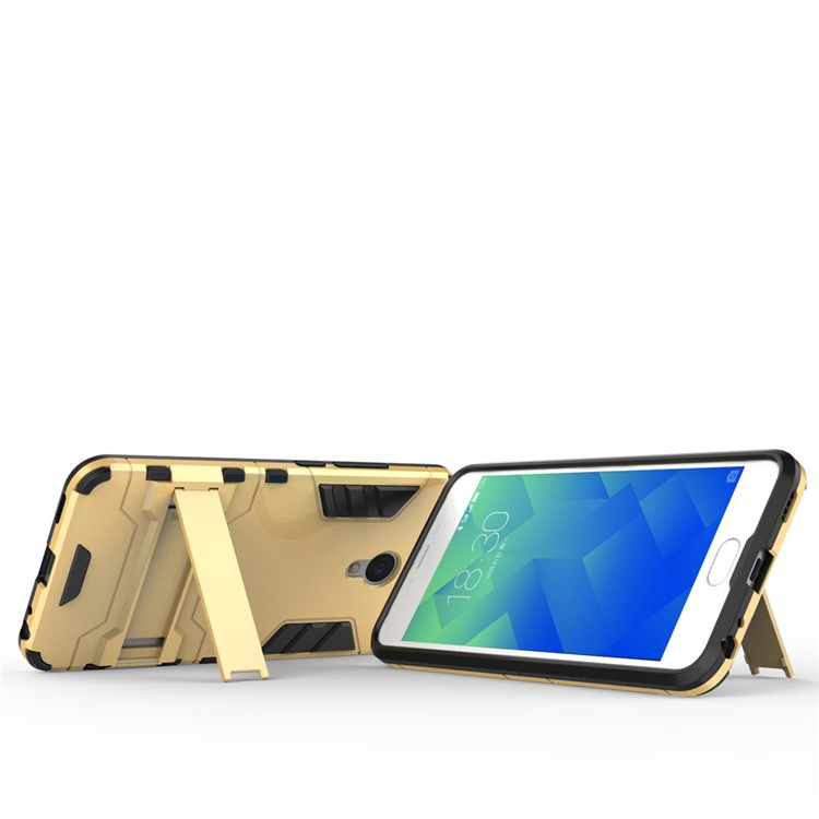 Solid PC + TPU Combo Kickstand Back Cover for Meizu M5 - Gold-5