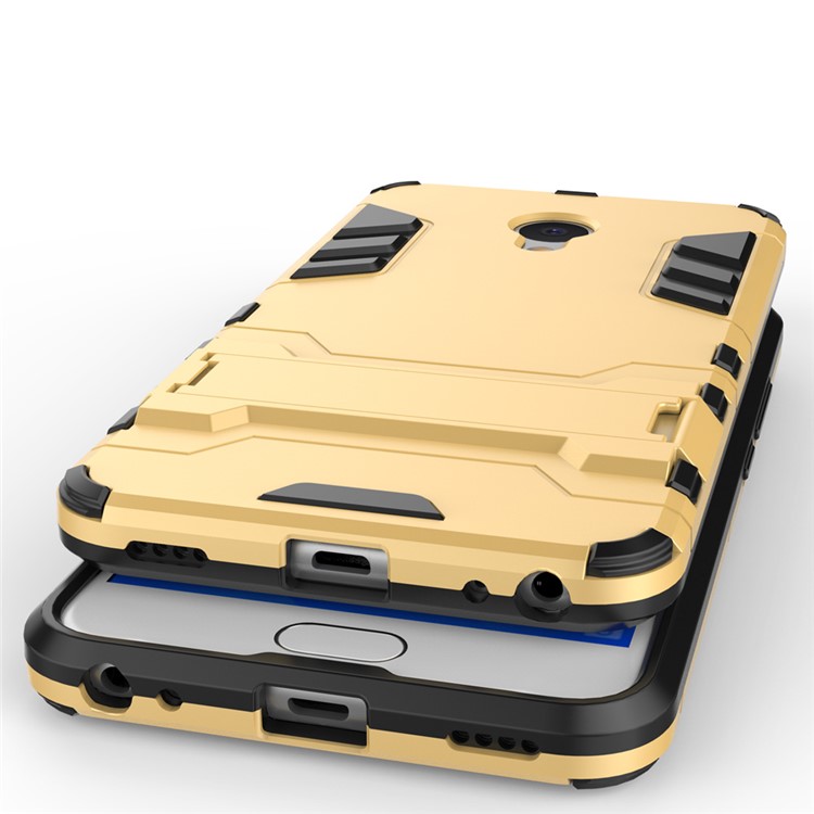 Solid PC + TPU Combo Kickstand Back Cover for Meizu M5 - Gold-8