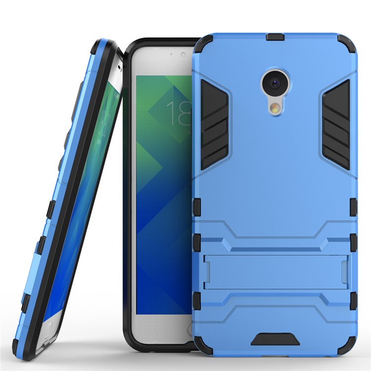 Solid PC + TPU Hybrid Cover with Kickstand for Meizu M5 - Baby Blue-1