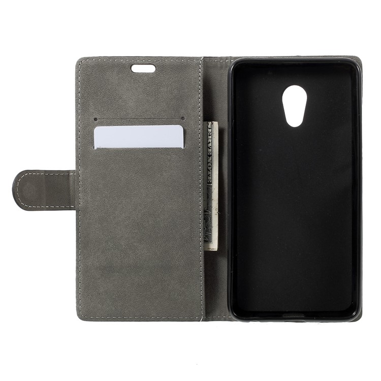 Faux Leather Stand Wallet Cell Phone Case for Meizu Pro 6 Plus - Black-4