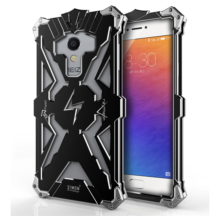 For Meizu MX6 Punk Rock Aviation Aluminum Metal Armor Mobile Phone Case - Black-1