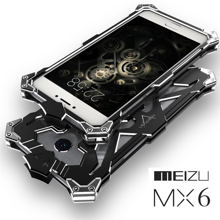 For Meizu MX6 Punk Rock Aviation Aluminum Metal Armor Mobile Phone Case - Black-2