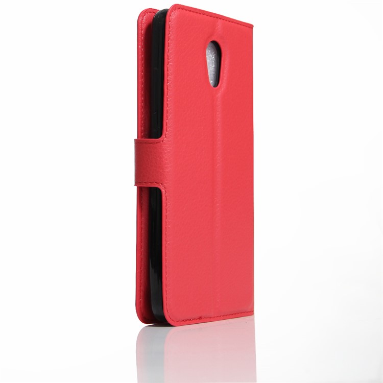 Litchi Texture Leather Wallet Stand Cell Phone Shell for Meizu m5 Note - Red-3