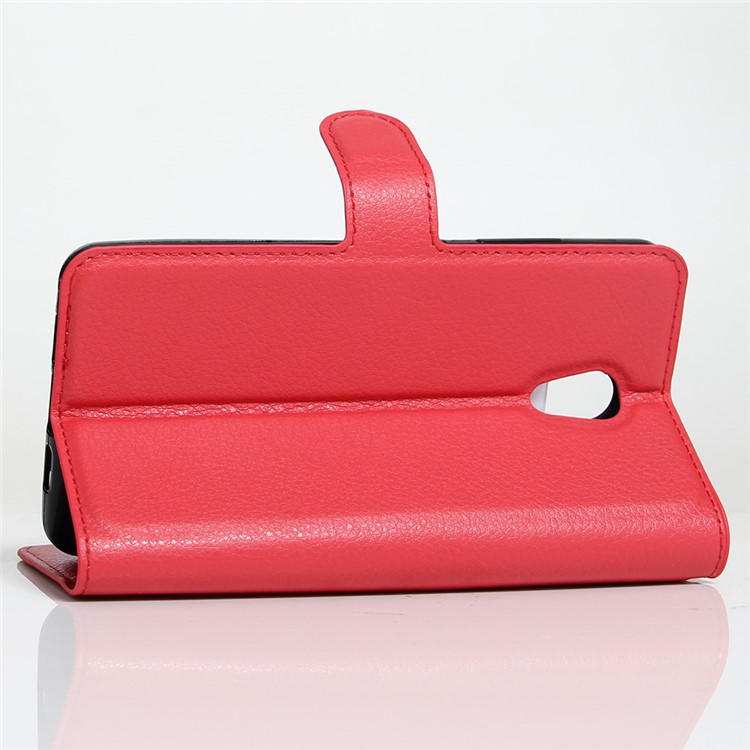 Litchi Texture Leather Wallet Stand Cell Phone Shell for Meizu m5 Note - Red-4