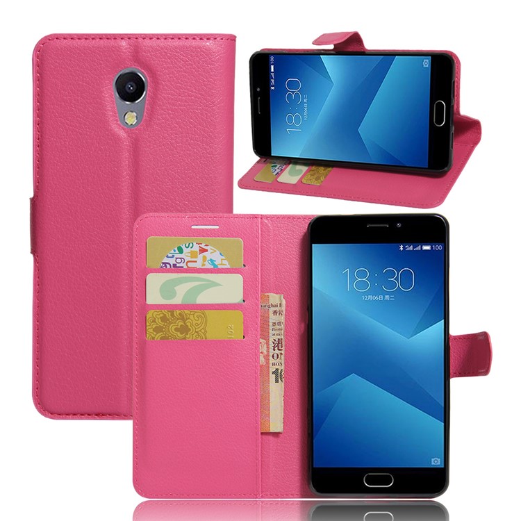 Folio PU Leather Wallet Stand Cell Phone Shell for Meizu m5 Note - Rose-1