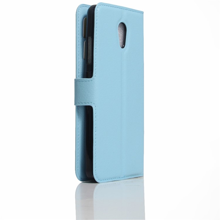 Litchi Texture Wallet Stand Leather Mobile Phone Case for Meizu m5 Note - Blue-3