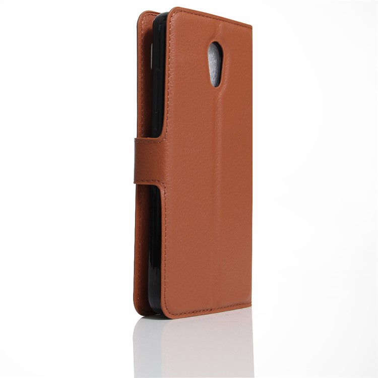Wallet Stand Leather Flip Cell Phone Case for Meizu m5 Note - Brown-3