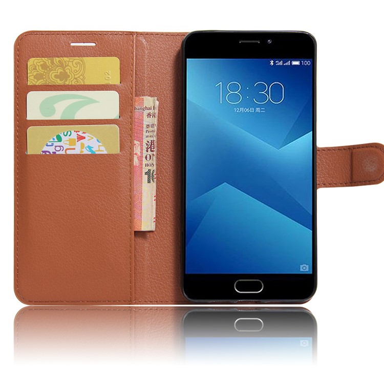 Wallet Stand Leather Flip Cell Phone Case for Meizu m5 Note - Brown-5