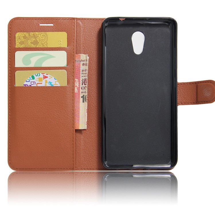 Wallet Stand Leather Flip Cell Phone Case for Meizu m5 Note - Brown-6
