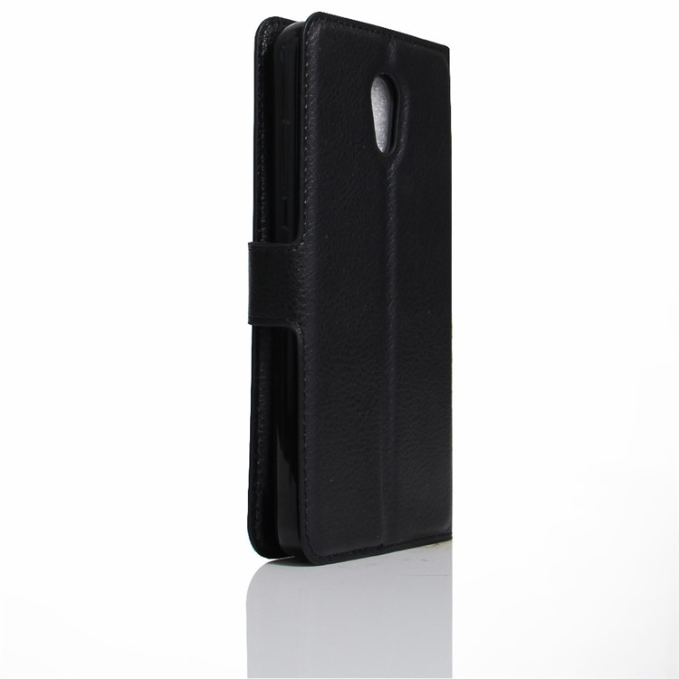 Litchi Texture Wallet Stand Leather Cell Phone Case for Meizu Pro 6 Plus - Black-3