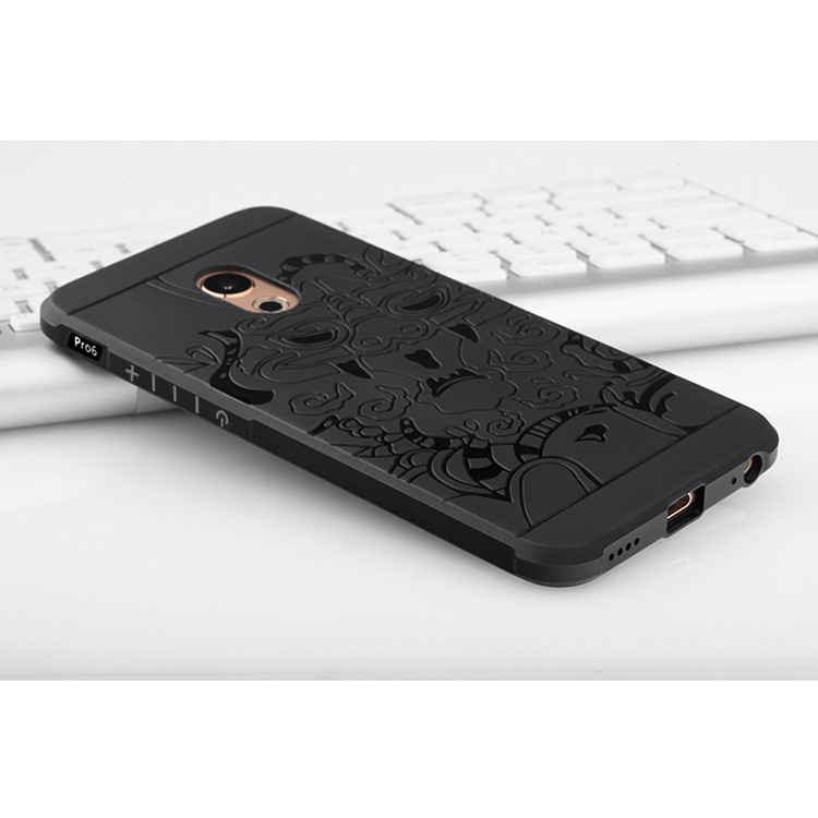 Auspicious Dragon Pattern Drop-proof Imprint TPU Case for Meizu Pro 6 - Black-3