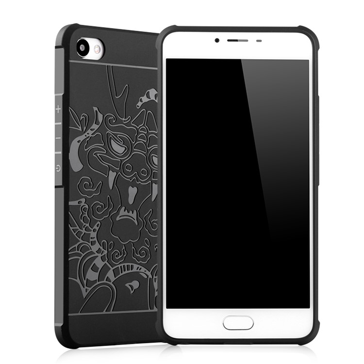 Auspicious Dragon Pattern Drop-proof Imprint TPU Case for Meizu U20 - Black-1