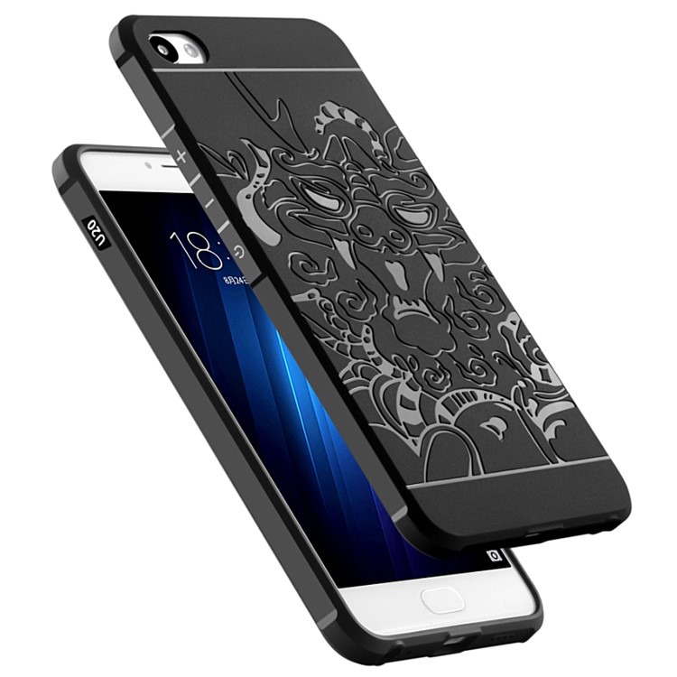 Auspicious Dragon Pattern Drop-proof Imprint TPU Case for Meizu U20 - Black-2
