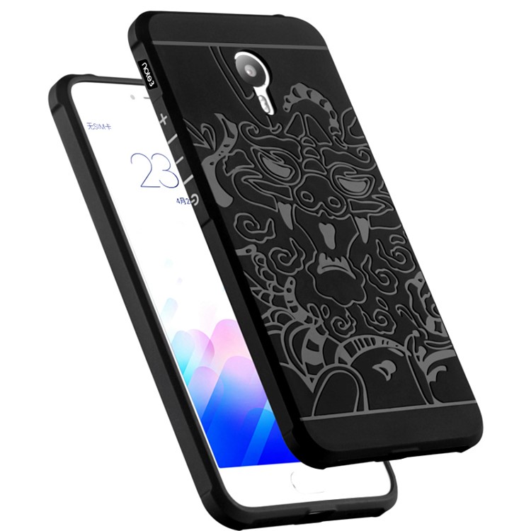 Auspicious Dragon Pattern Drop-proof Imprint TPU Cover for Meizu m3 note / Blue Charm Note3 - Black-2
