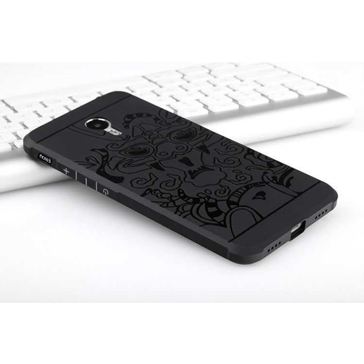Auspicious Dragon Pattern Drop-proof Imprint TPU Cover for Meizu m3 note / Blue Charm Note3 - Black-3