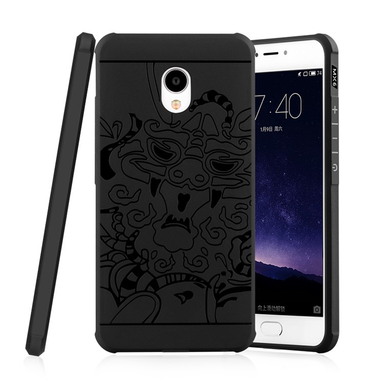Auspicious Chinese Dragon Drop-proof TPU Phone Case for Meizu MX6 - Black-1