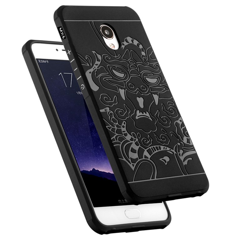 Auspicious Chinese Dragon Drop-proof TPU Phone Case for Meizu MX6 - Black-2