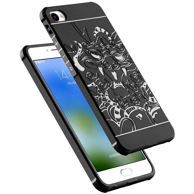 Auspicious Dragon Pattern Drop-proof Imprint TPU Phone Casing for Meizu m3x - Black-2