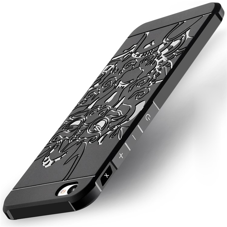 Auspicious Dragon Pattern Drop-proof Imprint TPU Phone Casing for Meizu m3x - Black-4