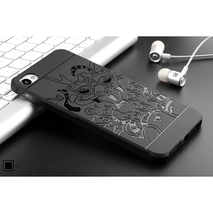 Auspicious Dragon Pattern Drop-proof Imprint TPU Phone Casing for Meizu m3x - Black-6