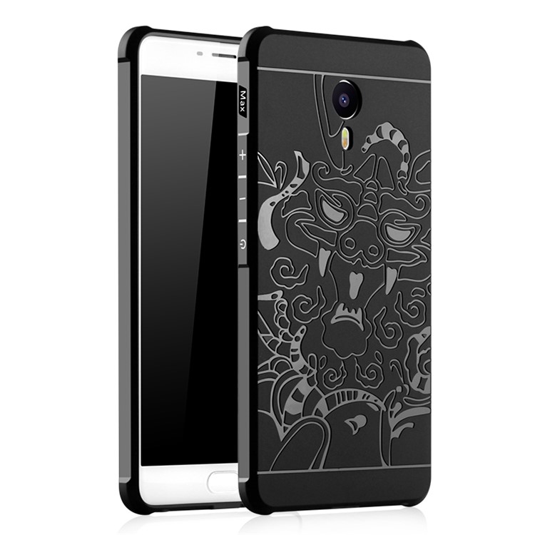 Auspicious Dragon Pattern Drop-proof Imprint TPU Cover for Meizu m3 Max - Black-1