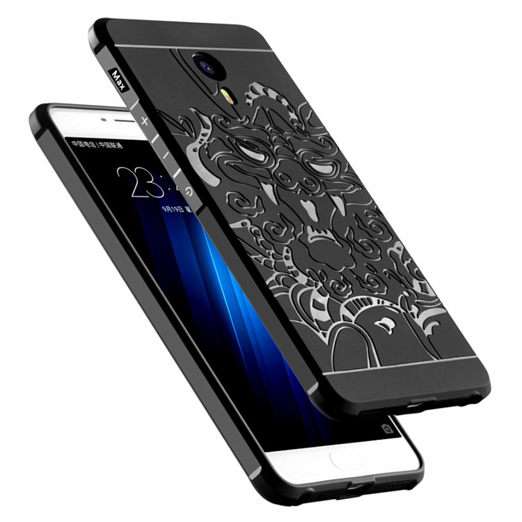 Auspicious Dragon Pattern Drop-proof Imprint TPU Cover for Meizu m3 Max - Black-2