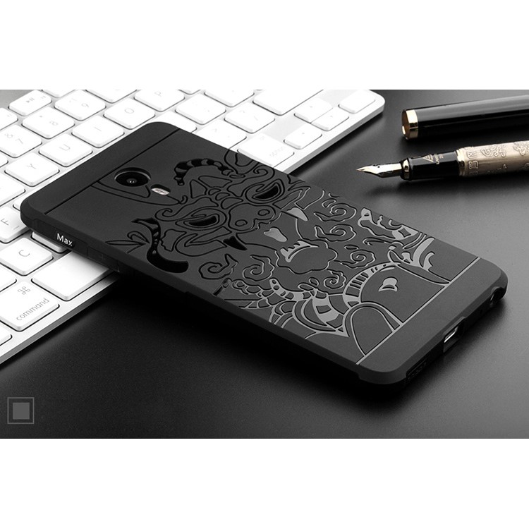 Auspicious Dragon Pattern Drop-proof Imprint TPU Cover for Meizu m3 Max - Black-5