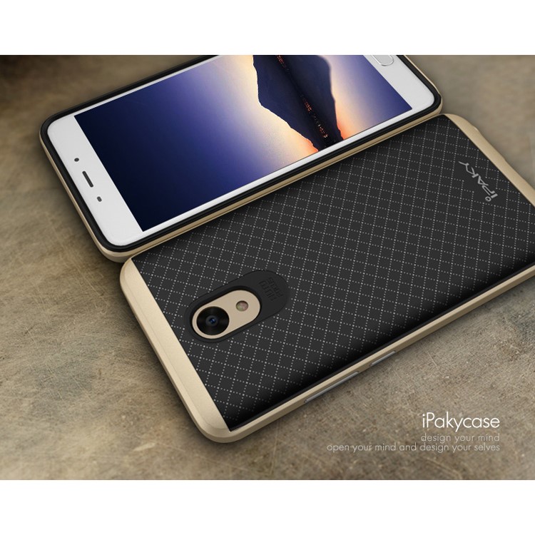 IPAKY PC Bumper + TPU Cover Case for Meizu m5 Note - Gold-9