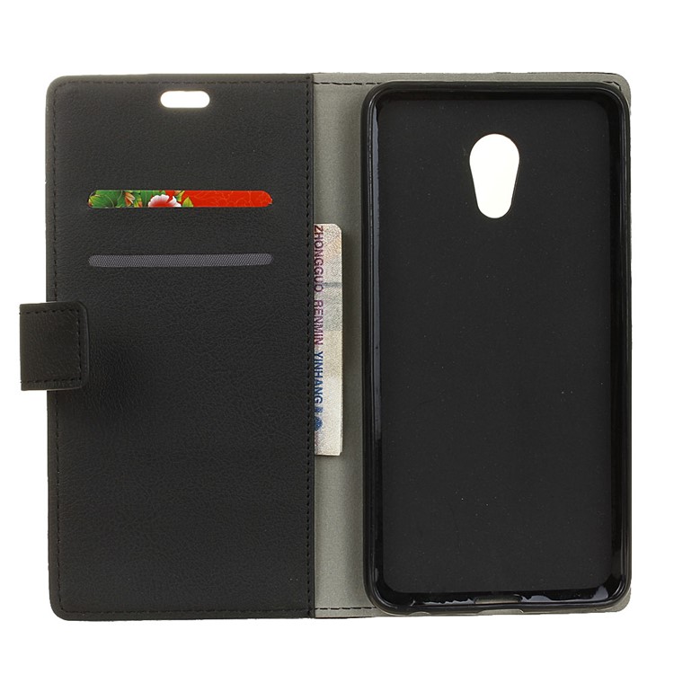 Wallet Leather Stand Case Phone Accessory for Meizu Pro 6 Plus - Black-3