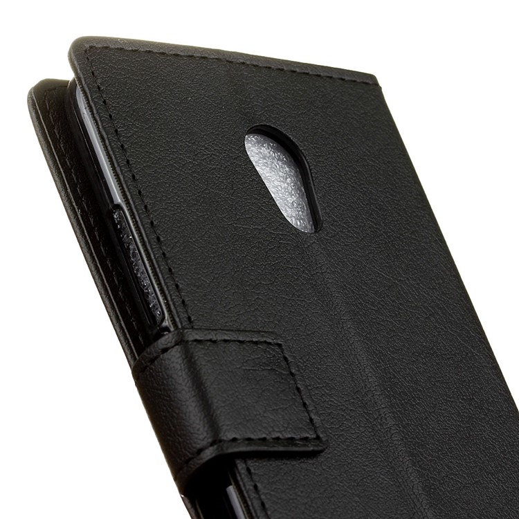Wallet Leather Stand Case Phone Accessory for Meizu Pro 6 Plus - Black-7