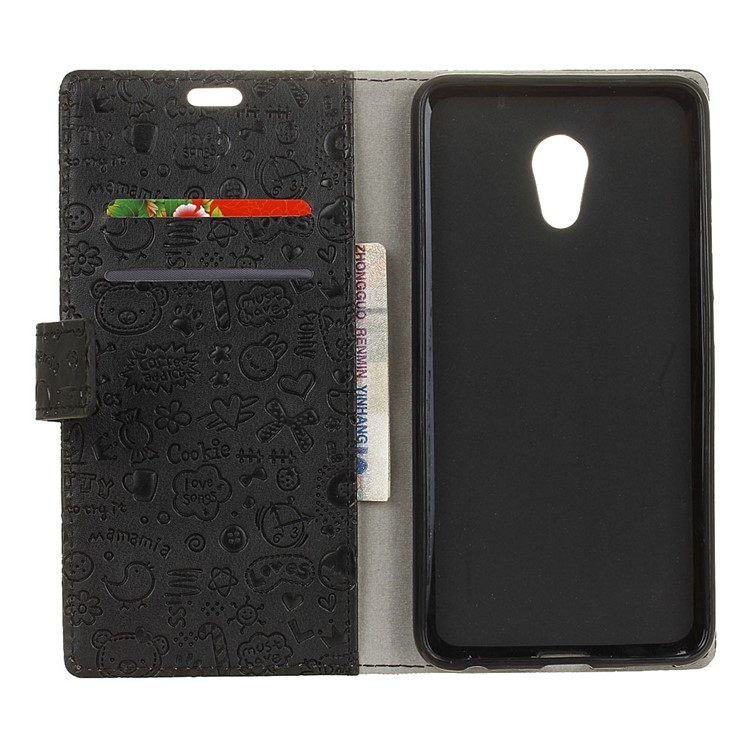 Cartoon Graffiti Leather Wallet Stand Case for Meizu Pro 6 Plus - Black-3