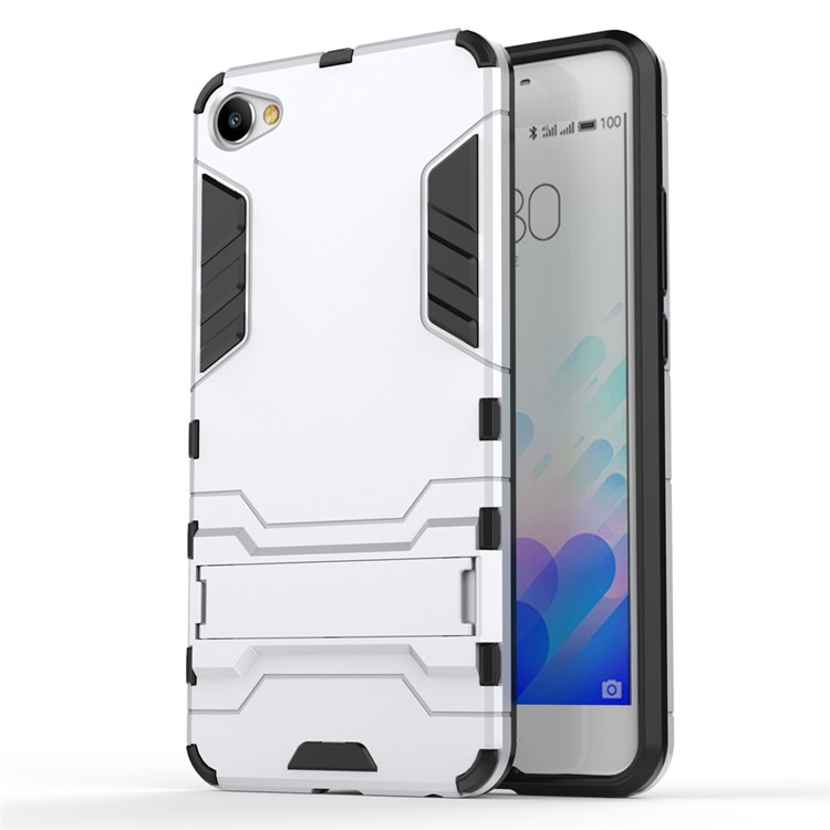 Cool Guard Hybrid Kickstand Phone Case (Plastic + TPU ) for Meizu m3x - Silver-1