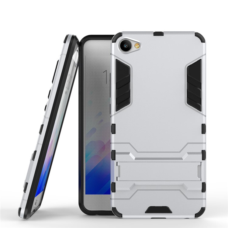 Cool Guard Hybrid Kickstand Phone Case (Plastic + TPU ) for Meizu m3x - Silver-2