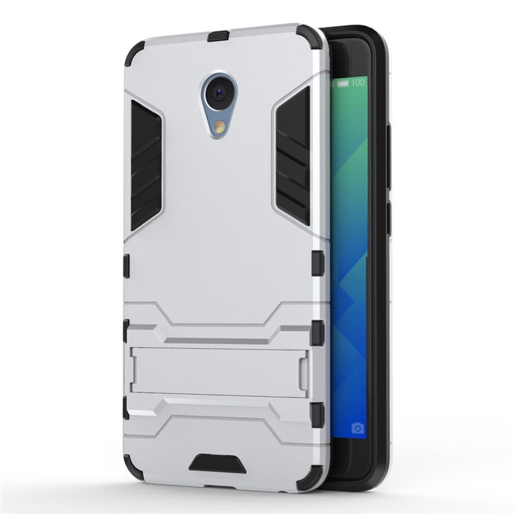 Solid PC + TPU Hybrid Case with Kickstand for Meizu m5 Note - Silver-1