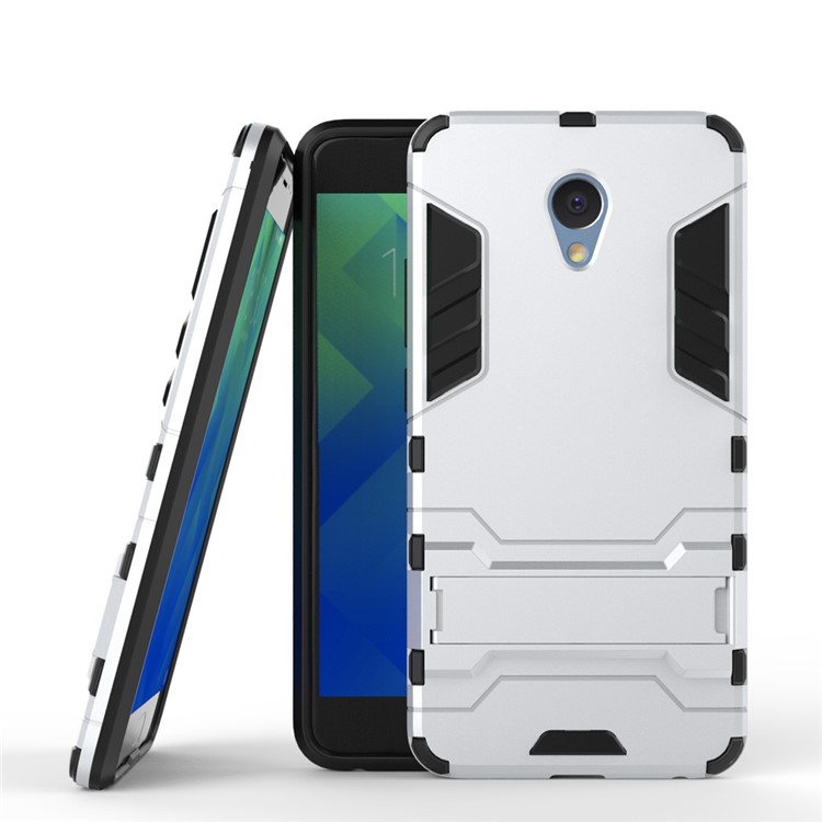 Solid PC + TPU Hybrid Case with Kickstand for Meizu m5 Note - Silver-2
