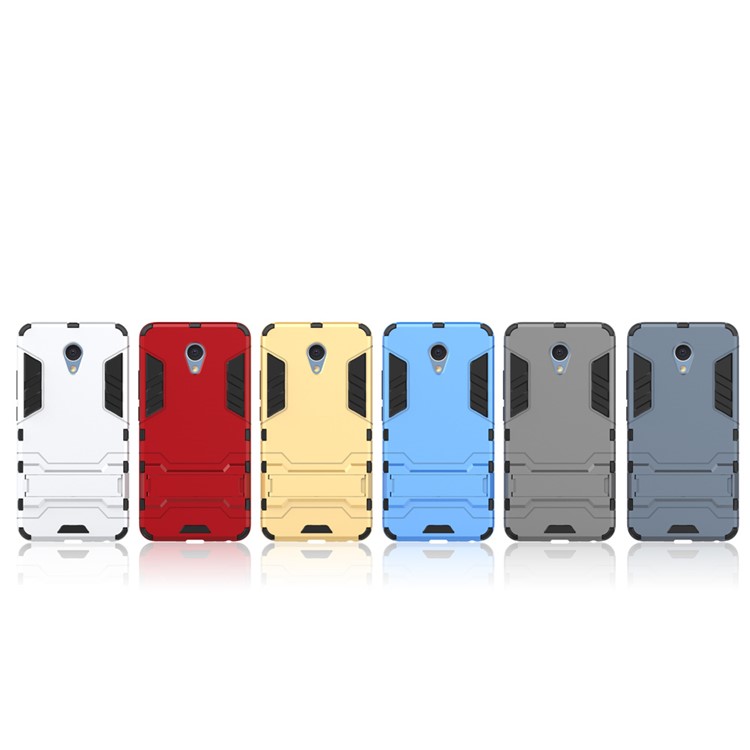 Solid PC + TPU Hybrid Case with Kickstand for Meizu m5 Note - Silver-3