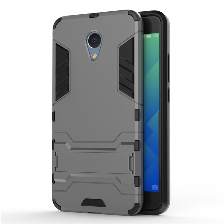 Solid PC + TPU Hybrid Shell Case with Kickstand for Meizu m5 Note - Grey-1