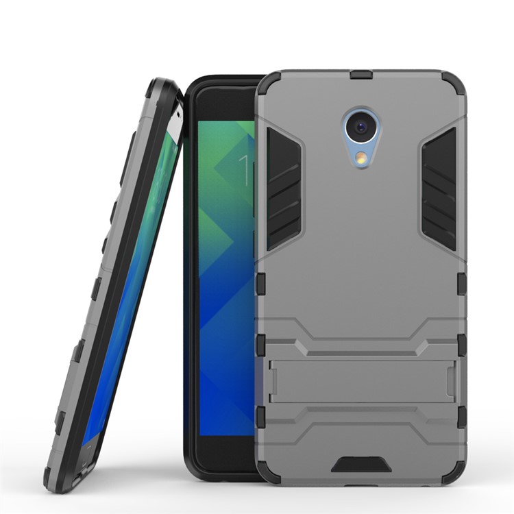 Solid PC + TPU Hybrid Shell Case with Kickstand for Meizu m5 Note - Grey-2