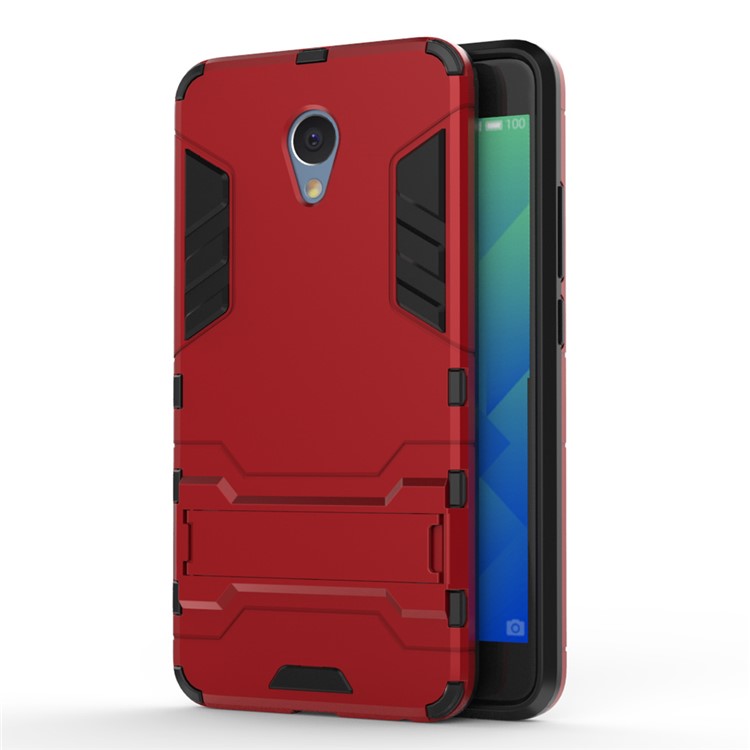 Solid PC + TPU Hybrid Case Cover with Kickstand for Meizu m5 Note - Red-1