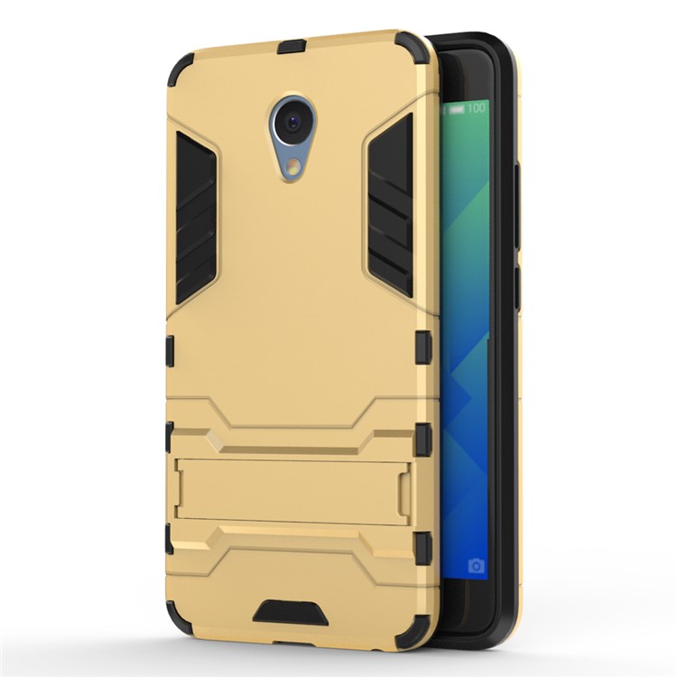 Solid PC + TPU Hybrid Shell with Kickstand for Meizu m5 Note - Gold-1