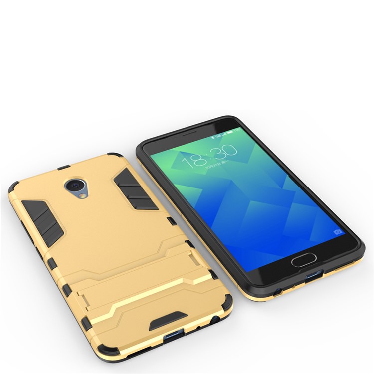 Solid PC + TPU Hybrid Shell with Kickstand for Meizu m5 Note - Gold-3