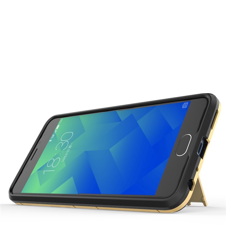 Solid PC + TPU Hybrid Shell with Kickstand for Meizu m5 Note - Gold-5