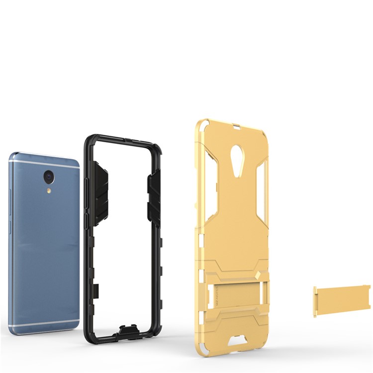 Solid PC + TPU Hybrid Shell with Kickstand for Meizu m5 Note - Gold-7