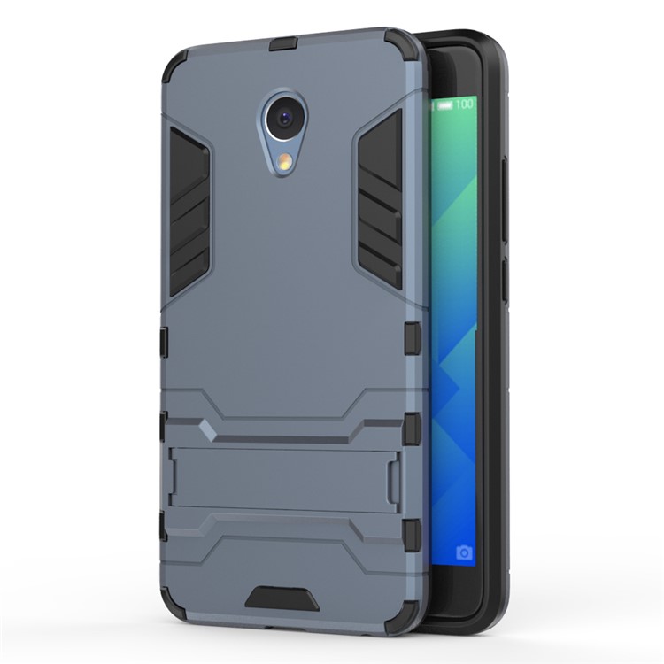 Solid PC + TPU Hybrid Protective Case with Kickstand for Meizu m5 Note - Dark Blue-1